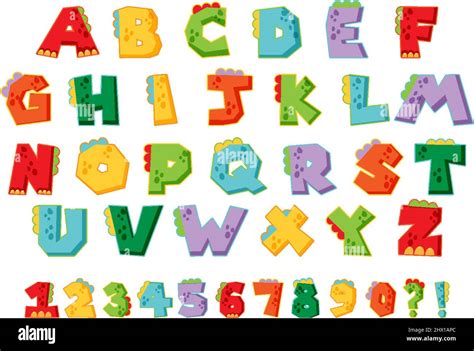Font Design For English Alphabets And Numbers Illustration Stock Vector