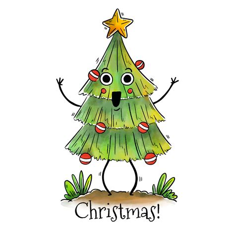 Set of 11 doodle christmas trees clipart, brushes, stamps and layered photoshop files. Cute Smiling Christmas Tree Vector 169687 Vector Art at ...