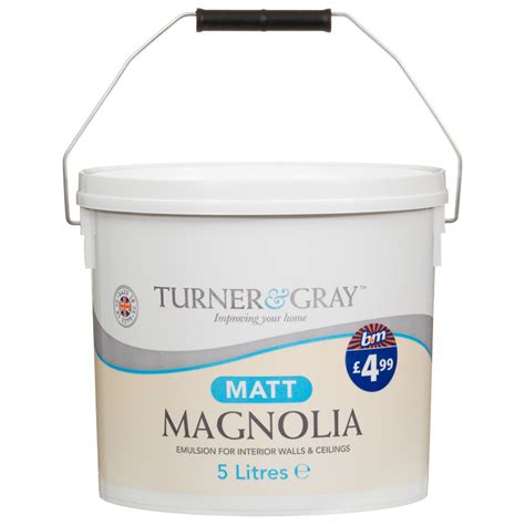 Available in branch for collection and for next day delivery. Turner & Gray Matt Emulsion Paint Magnolia 5L | Decorating