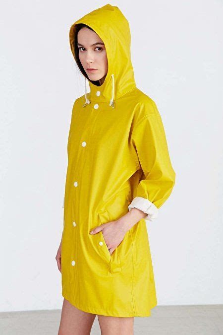 Yellow Pvc Hooded Raincoat Black Rain Jacket Rain Jacket Women Girls