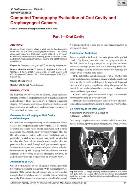 Pdf Computed Tomography Evaluation Of Oral Cavity And Oropharyngeal