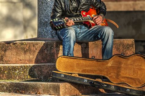 Guitar Player Playing On The Street Stock Image Image Of Money