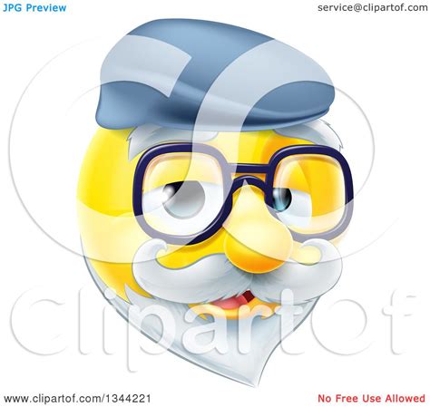 Clipart Of A 3d Senior Grandpa Yellow Smiley Emoji Emoticon Face