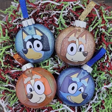Bluey Inspired Character Face Christmas Ornaments Bluey Etsy