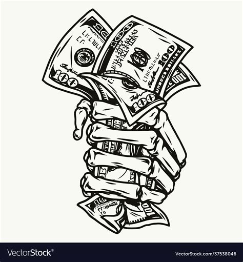 Skeleton Hand Holding Dollar Bills Royalty Free Vector Image