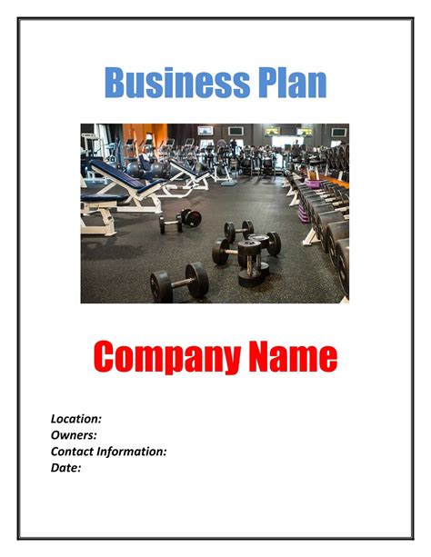 Fitness Gym Business Plan Template Sample Pages Black Box Business Plans