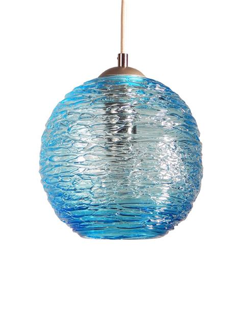 Buy Hand Crafted Spun Glass Aqua Globe Pendant Light Made To Order From Providence Art Glass