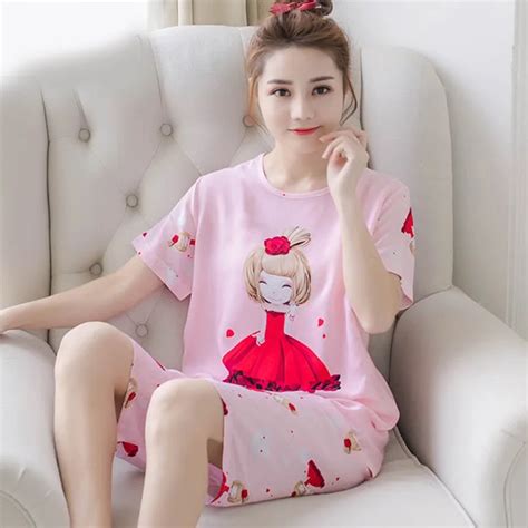 girls pijamas mujer summer comfortable women pajamas sets short sleeve thin cotton indoor wear