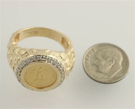 Dos Pesos Coin Ring 14k Gold And 90 Gold Coin Diamond Accents 25ctw