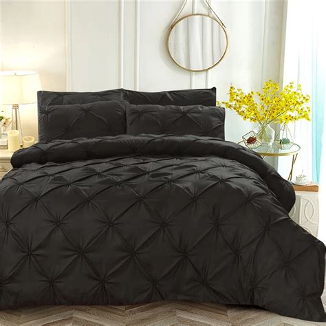 Luxury Duvet Cover Black Solid Designer Bedding Set Queen King Twin