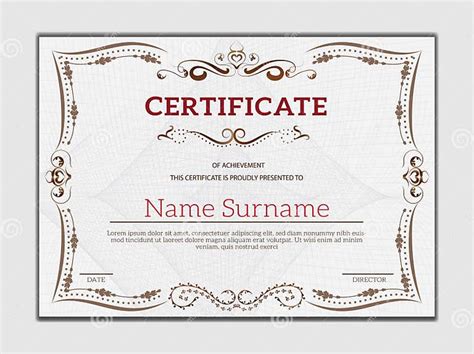 Vintage Golden Classic Certificate Certificate Of Achievement T Stock