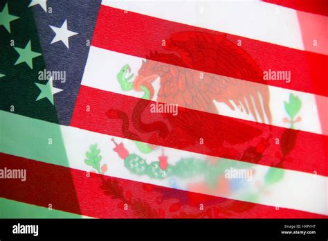 American Flag Over Mexican Flag Closeup Stock Photo Alamy