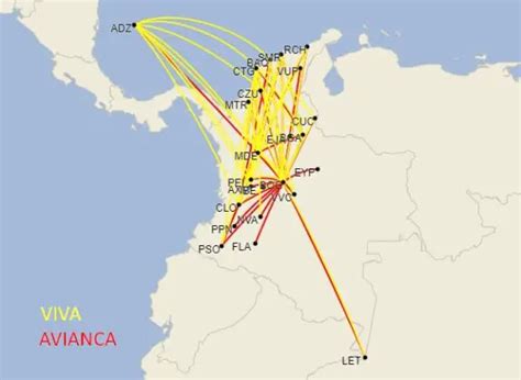 Colombia Rutas Nacionales En Las Que Avianca Y Viva Se Superponen Y