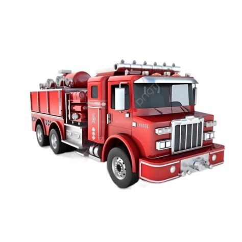 Fire Truck Red Stereoscopic Illustration Fire Truck Extinguishing
