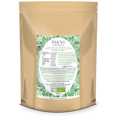 Organic Stevia Rebaudiana Raw Leaf Powder Navi Organics