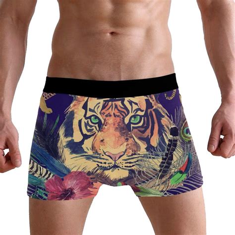 Ldswimming Tropical Leaves Flower Tiger Mens Boxer Briefs Underwear