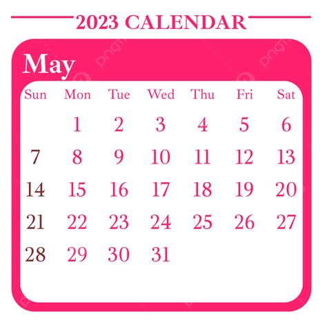 Gambar Kalender Merah Muda Gaya Sederhana Mei 2023 Kalender Mei 2023