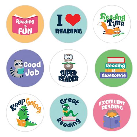 Reading Theme Motivational Reward Stickers For Students 1080 Stickers