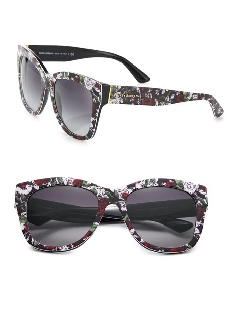 Dolce And Gabbana 55mm Square Floral Acetate Sunglasses In Pink Lyst