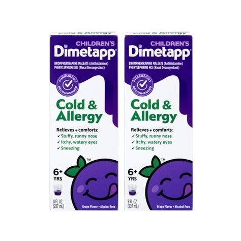 2 Pack Dimetapp Childrens Cold And Allergy Grape Flavor 8 Oz Each