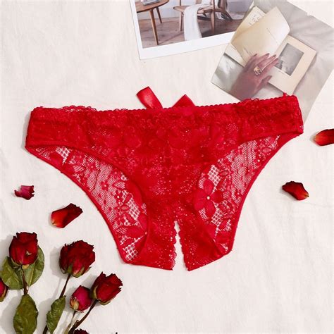 Womens Valentines Ts Lace Sexy Low Waist Bowknot Panties For Sex Clothing Shoes And Jewelry