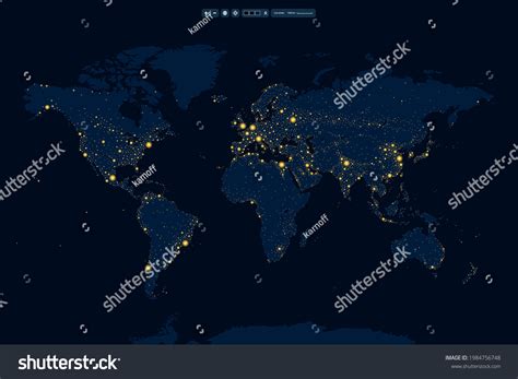 Earth Night Map Lights Vector Illustration Stock Vector Royalty Free