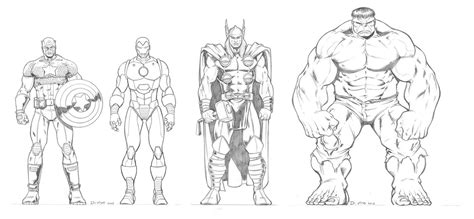 The Avengers Size Chart Art Sketches Art Drawings Superhero Villains