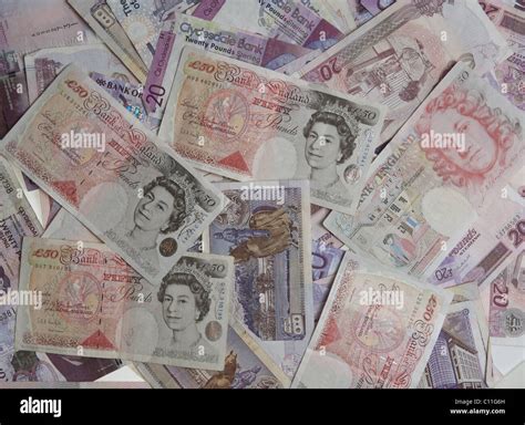 Pile Of Pound Notes Sterling Stock Photo Alamy