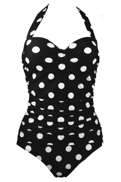 zapaka women plus size swimwear black white polka dots one piece swimsuits zapaka