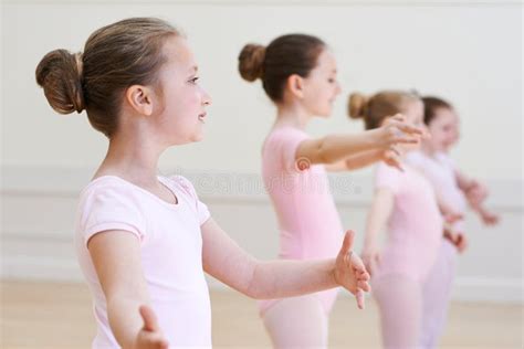 Group Of Young Girls In Ballet Dancing Class Stock Image Image Of