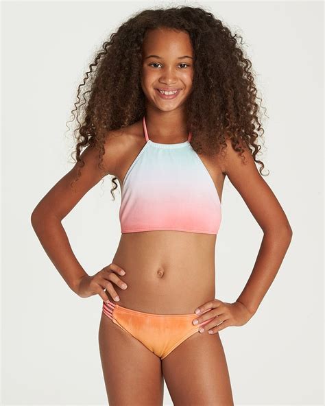 Billabong Girls Hazy Daze High Neck Bikini Swim Suit Multi 14 New Ebay