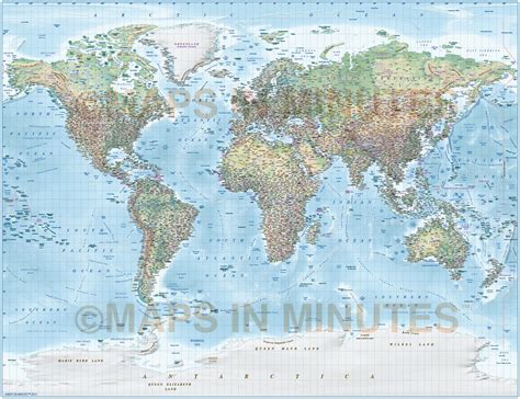 Digital Vector World Relief Map Political World Map With Relief