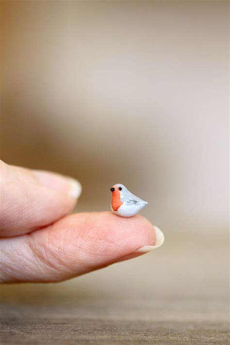 Tiny Miniature Clay Robin Bird Etsy Miniatures Robin Bird Clay