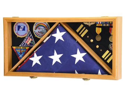 Honorable Service Flag And Medal Display Case Golden Openings