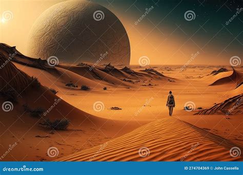 Alien Planet Sunrise In The Desert Stock Illustration Illustration Of