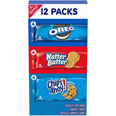 Nabisco Cookie Variety Pack Oreo Nutter Butter Chips Ahoy 12 Snack