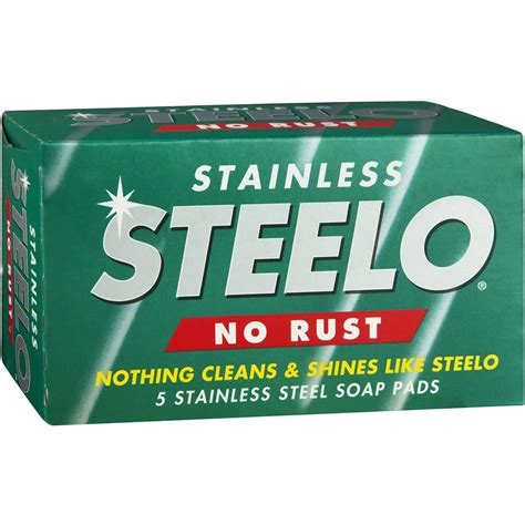 Steelo Scourer Steel Wool Soap Pads Stainless 5 Pack Woolworths
