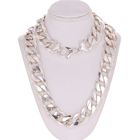 925 Sterling Silver Solid Cuban Link Chain Necklace 16mm 37 3234grams