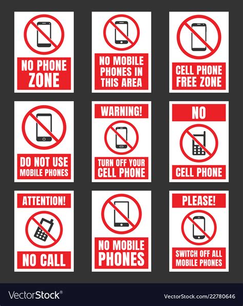 No Mobile Phone Icon Set Cell Phone Prohibited Vector Image