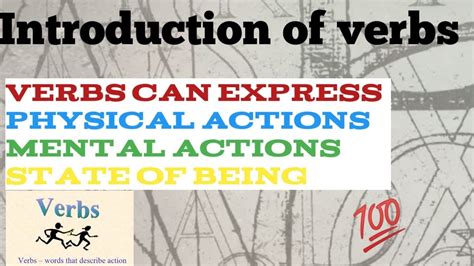 Introduction Of Verb Action Verb Mental Verb State Of Being Youtube