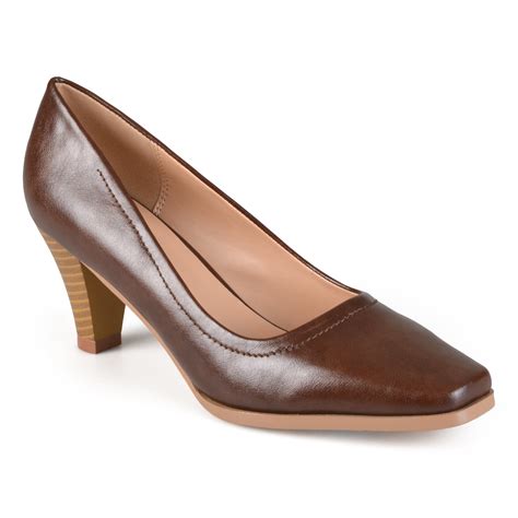 Journee Collection Womens Classic Stacked Heel Pumps Brown 8 Style