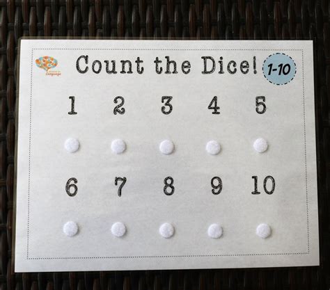 Dice Numbers 1 10 Count And Match Activity Autism Toddler Etsy