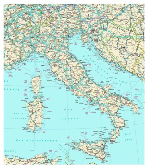 Detailed Road Map Of Italy With Cities Italy Europe Mapsland