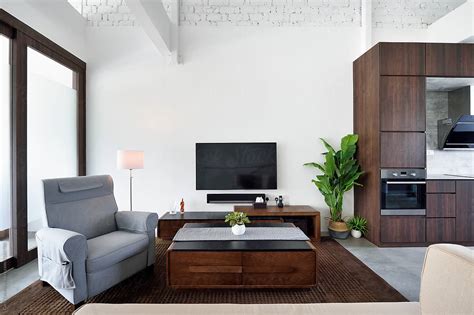 Living Room With Sleek Modern Furniture Stocksy United