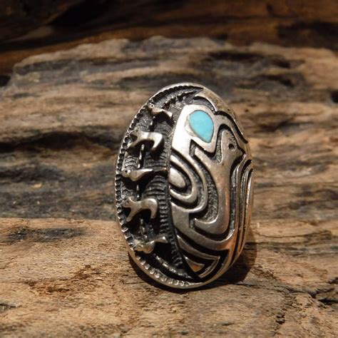 Vintage Sterling Mens Ring Wolf Ring Navajo Native American Silver Ring