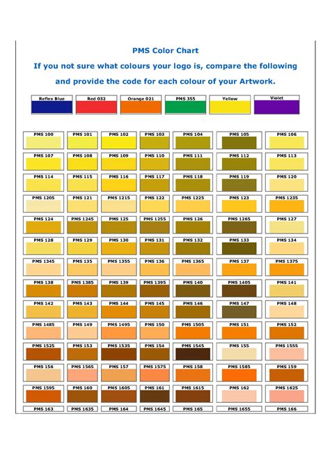 Pantone Color Chart Pms Screen Printing Pantone Color Chart A Visual