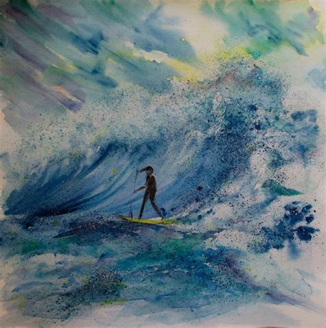 Items Similar To Surfer Art Big Wave Painting Original Watercolor Painting Sea Painting Surf