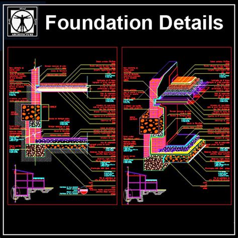 Foundation Details V2】 Cad Drawings Downloadcad Blocksurban City