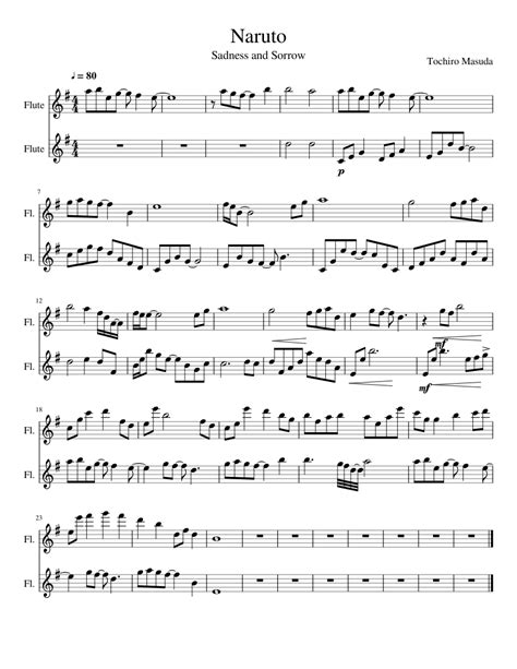 Naruto Sadness And Sorrow Flute Duet Sheet Music For