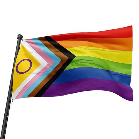 jp ゲイプライドフラッグ プログレスプライドレインボーフラッグ 虹色のlgbtqフラグは、あなたのプライドとゲイレズビアンの愛を等しく表現します turmeric
